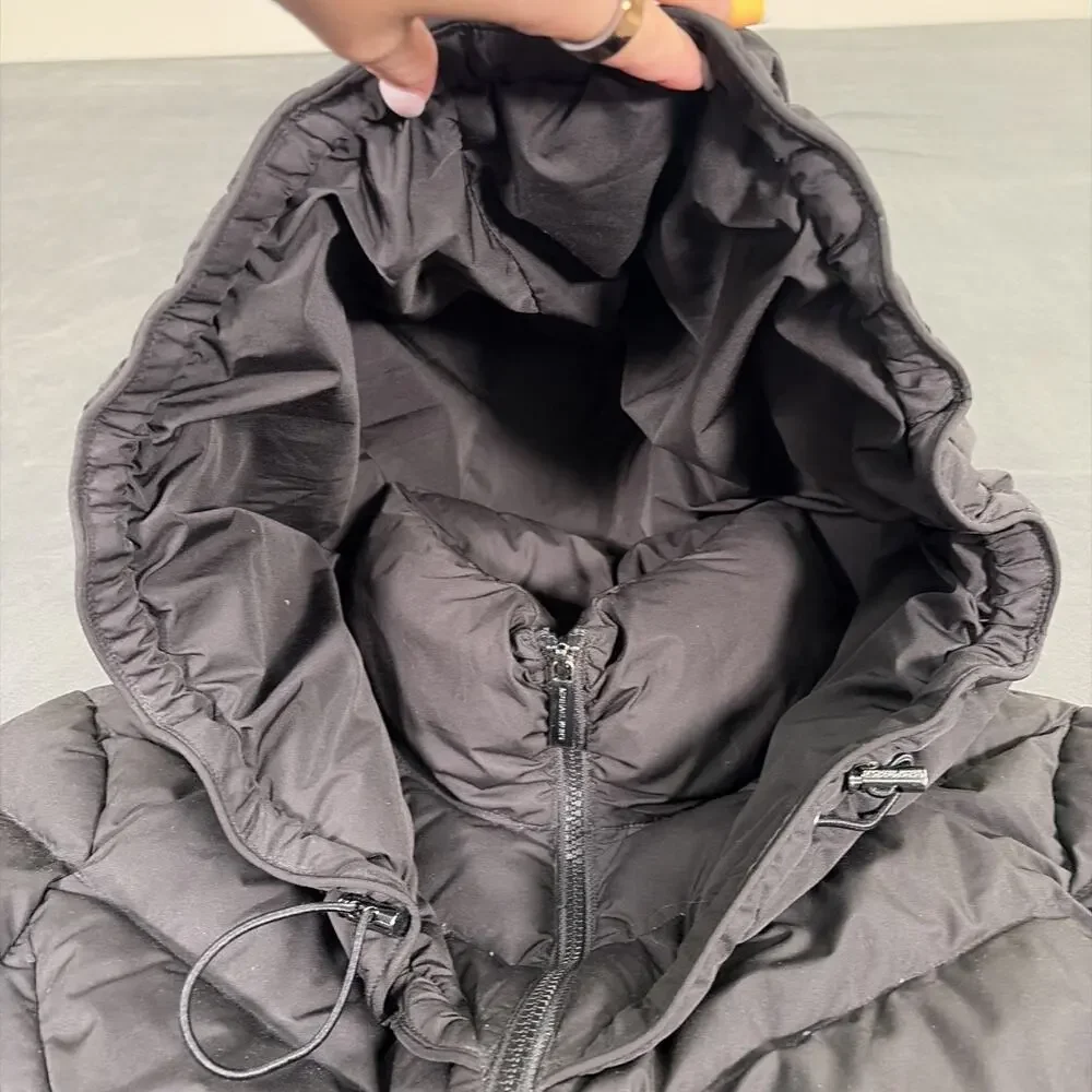 MICHAEL KORS Quilted Hooded Down Puffer Jacket Coat Size Medium Black Charity